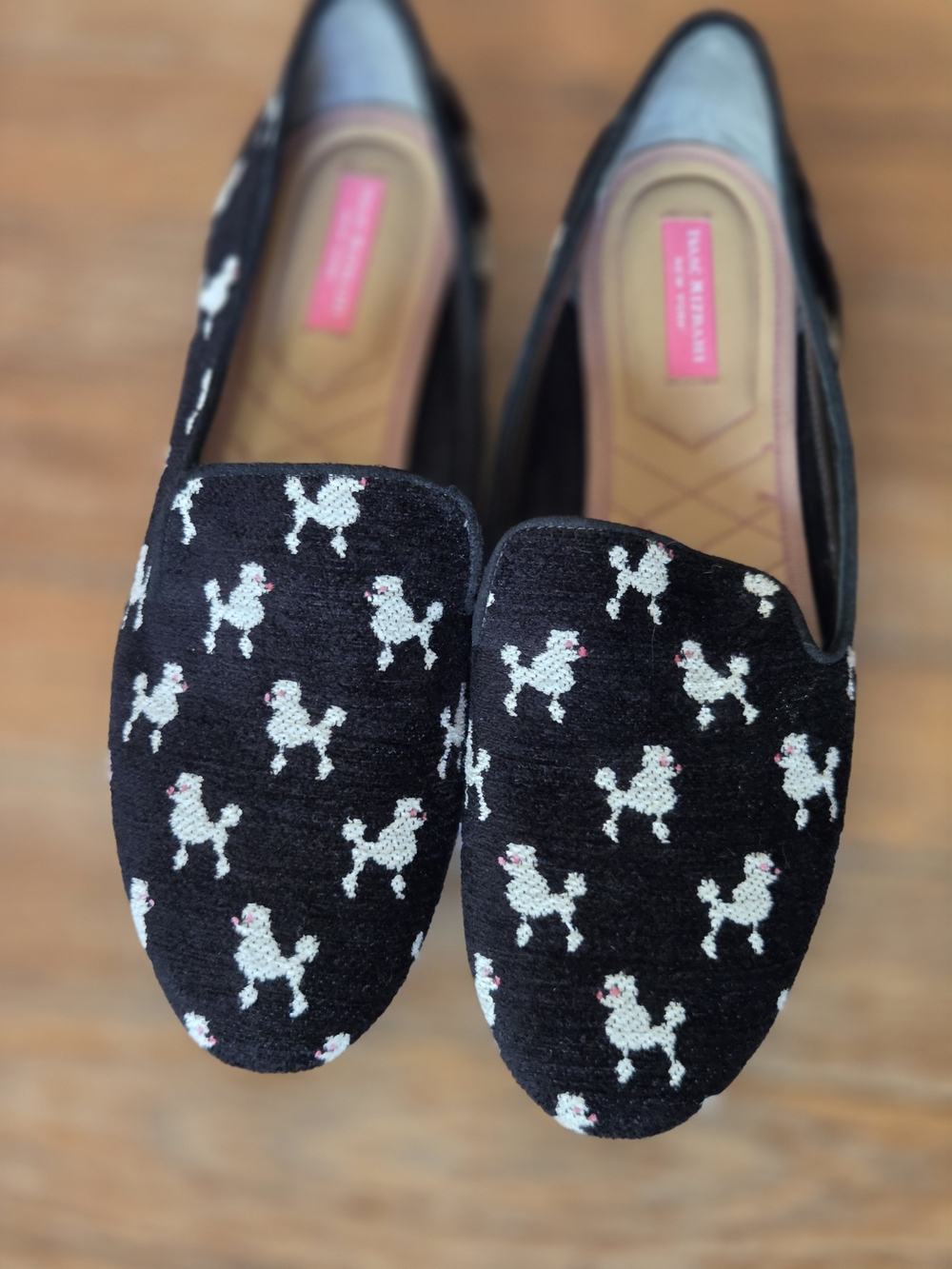 Isaac Mizrahi Black Poodle Pattern Slip‑Ons
